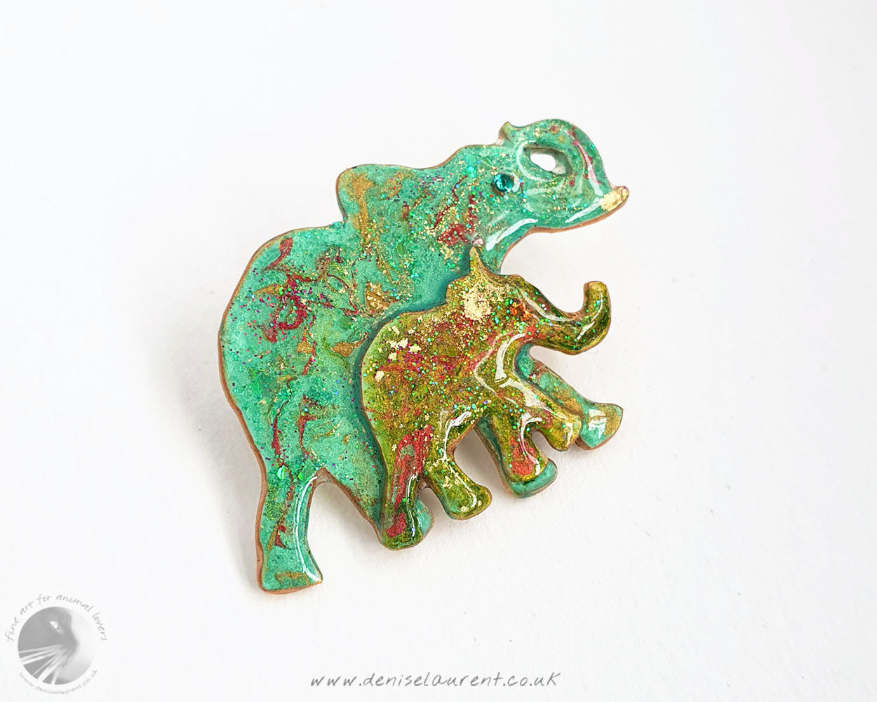 Elephant Mother And Child Brooch