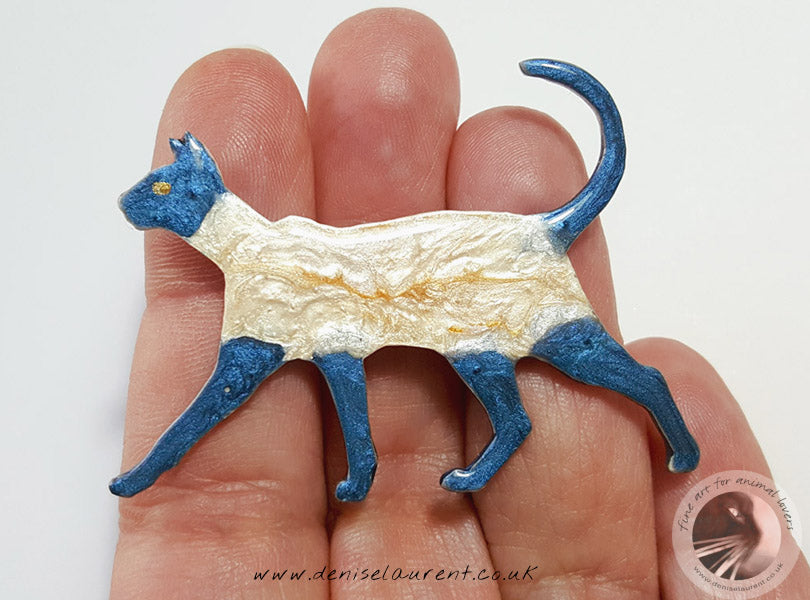 Walking Siamese Cat Brooch