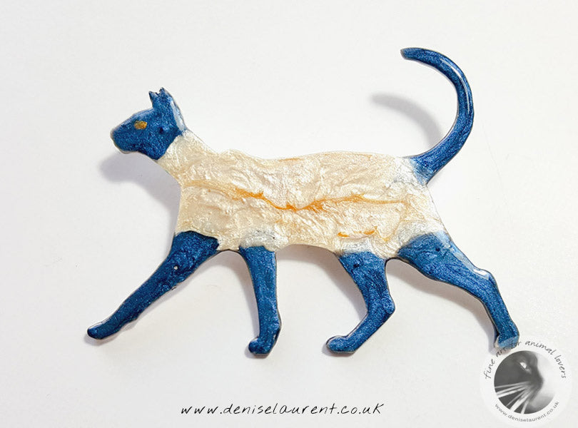 Walking Siamese Cat Brooch