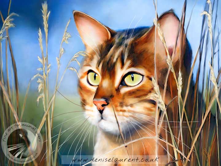 bengal cat in the grass art print