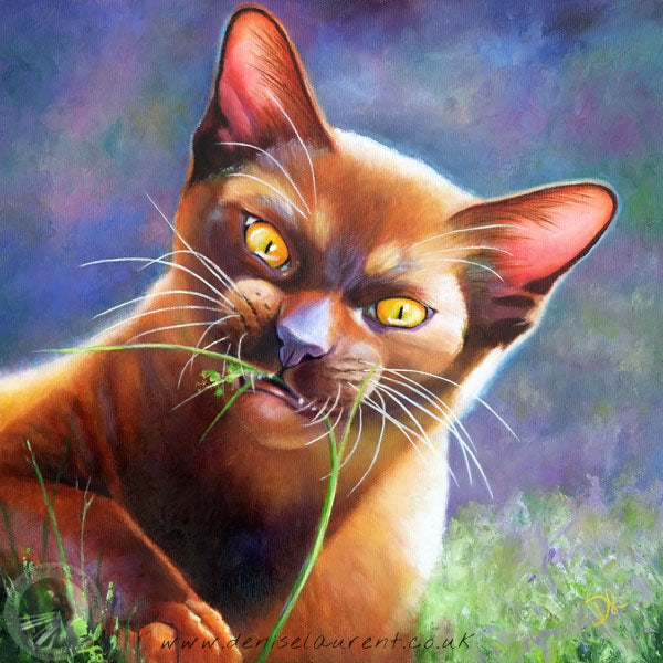 Attack Of The Grass Monster - Cat Art Print