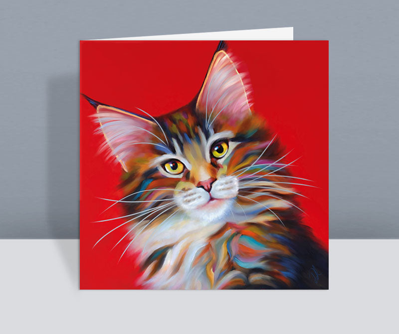 Firecracker - Tabby Maine Coon Cat Card
