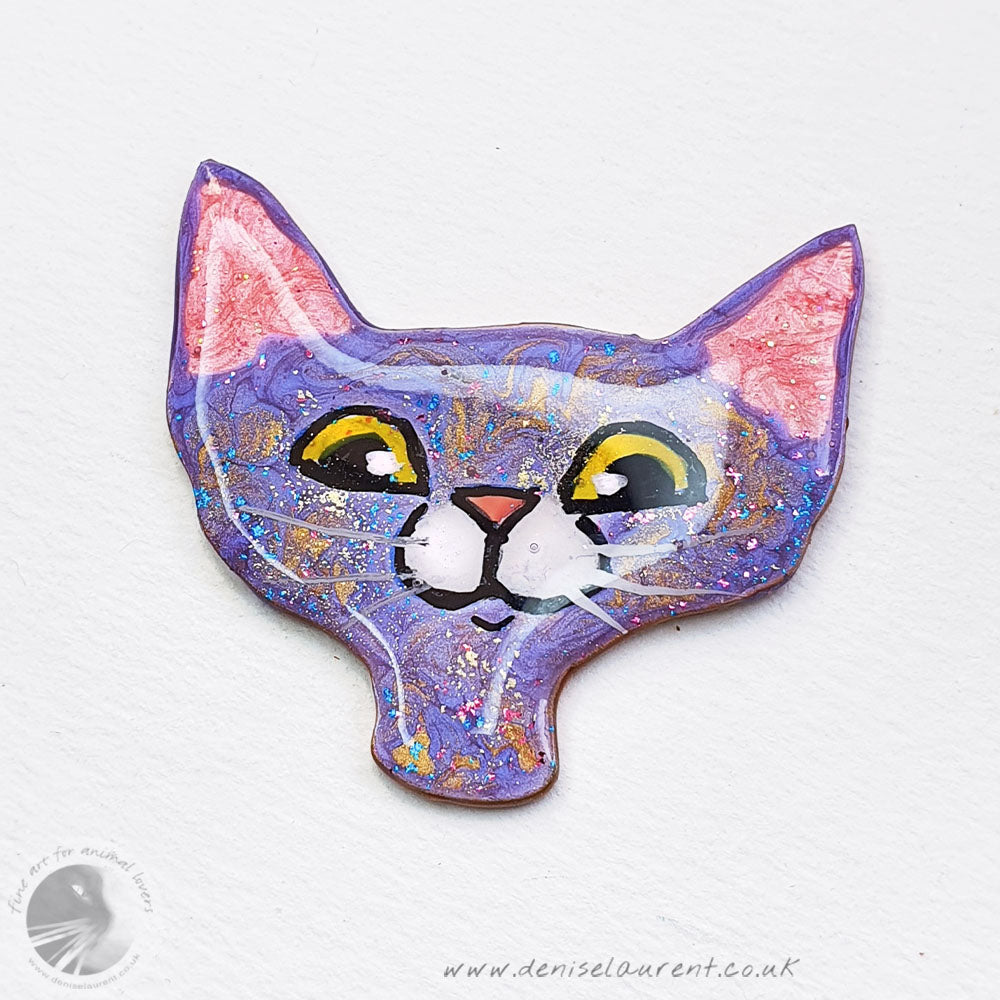 Catitude Cat Brooch - Lilac