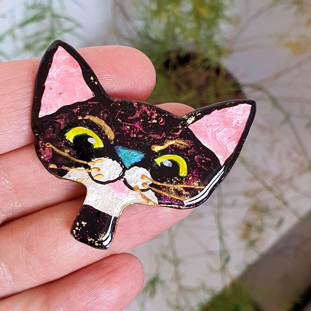 Tuxedo Catitude Cat Brooch