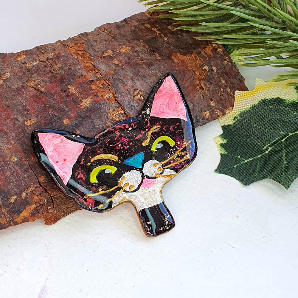 Tuxedo Catitude Cat Brooch