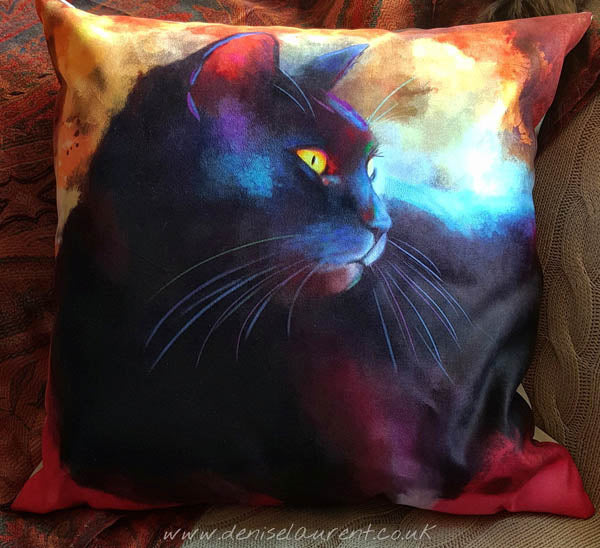 Day Dreamer Black Cat Cushion