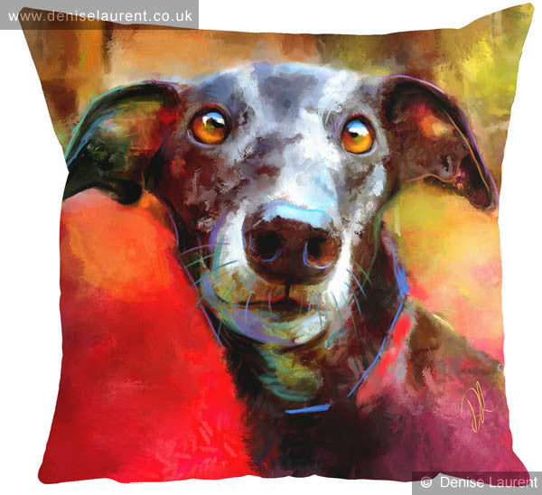 Greyhound Black Dog Cushion
