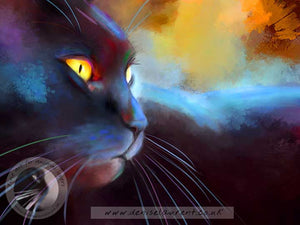 black cat abstract art detail