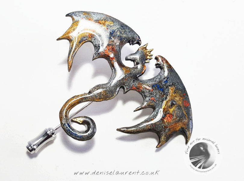 Dragon Stick Pin - Silver Gold