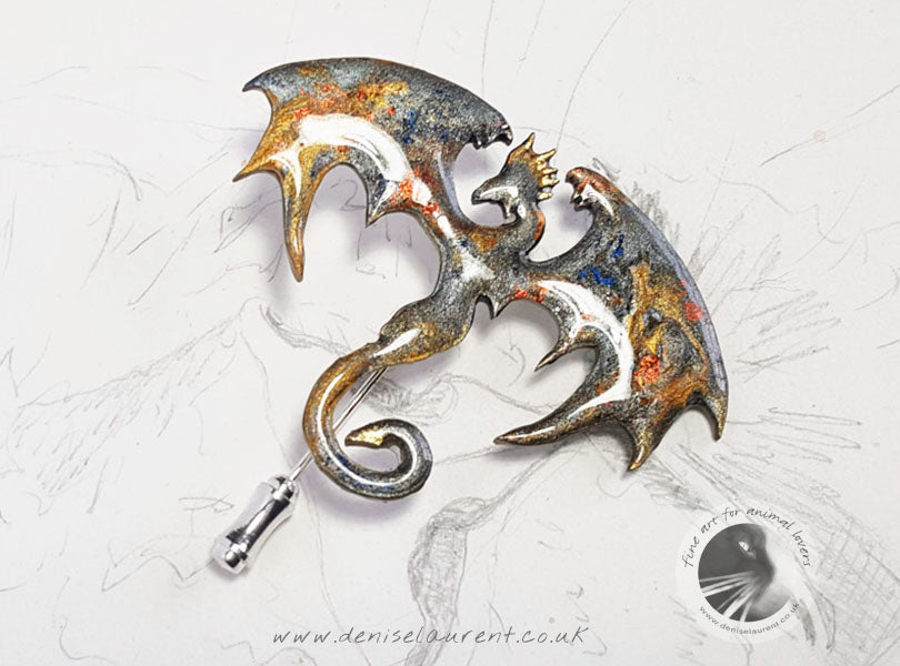Dragon Stick Pin - Silver Gold
