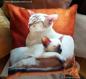 Father and Daughter Siamese Cat Cushion
