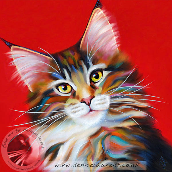 Firecracker - Tabby Maine Coon Cat Print