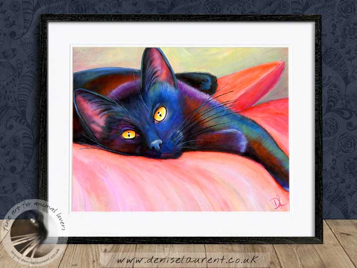 black cat framed artwork