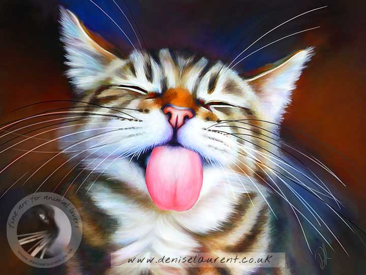 tabby cat with tongue out art print