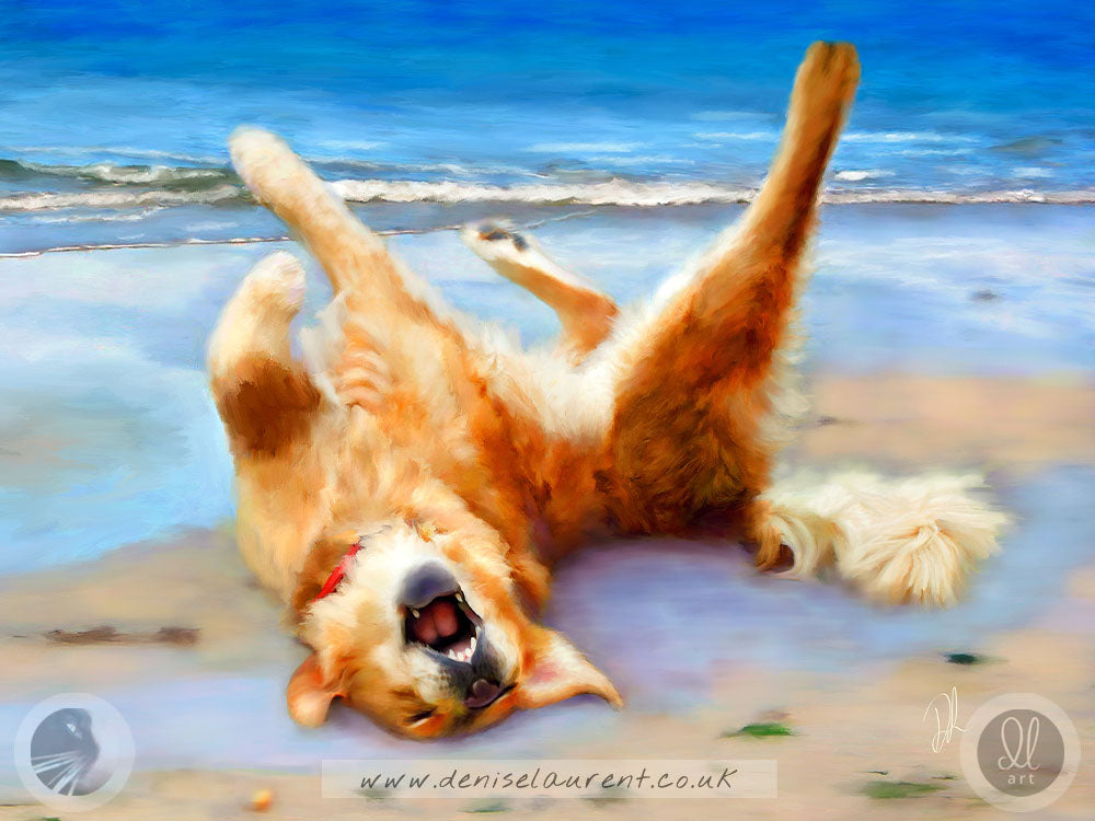 Life's A Beach - Golden Retriever Dog Art Print
