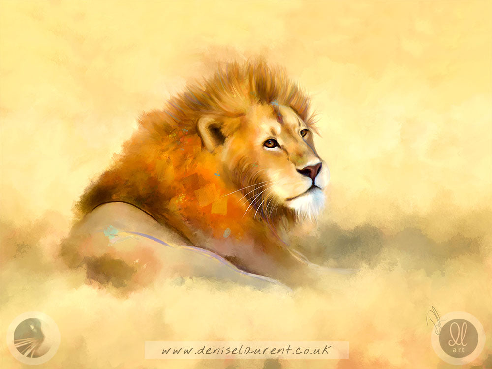 Lion In The Grass - Big Cat Art Print