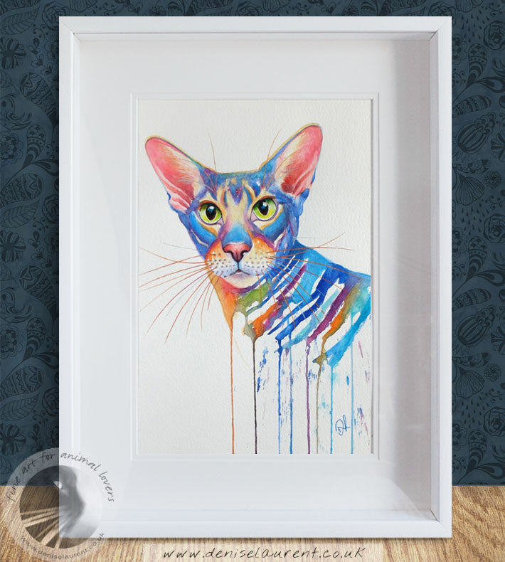 Ollie - Oriental Cat Watercolour - Sold