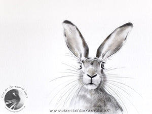Peek A Boo! - Black and White Hare Print
