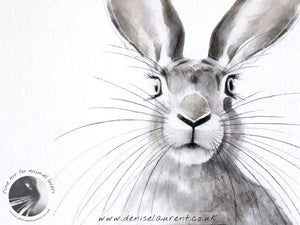 Peek A Boo! - Black and White Hare Print