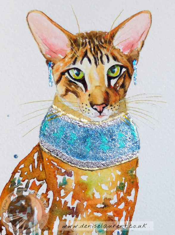 Pharaoh Cat - Oriental Cat Watercolour Painting