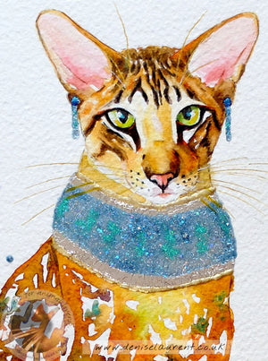 Pharaoh Cat - Oriental Cat Watercolour Painting