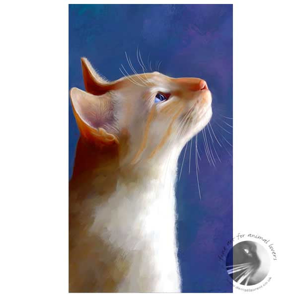 art print of a red point siamese cat watching a butterfly