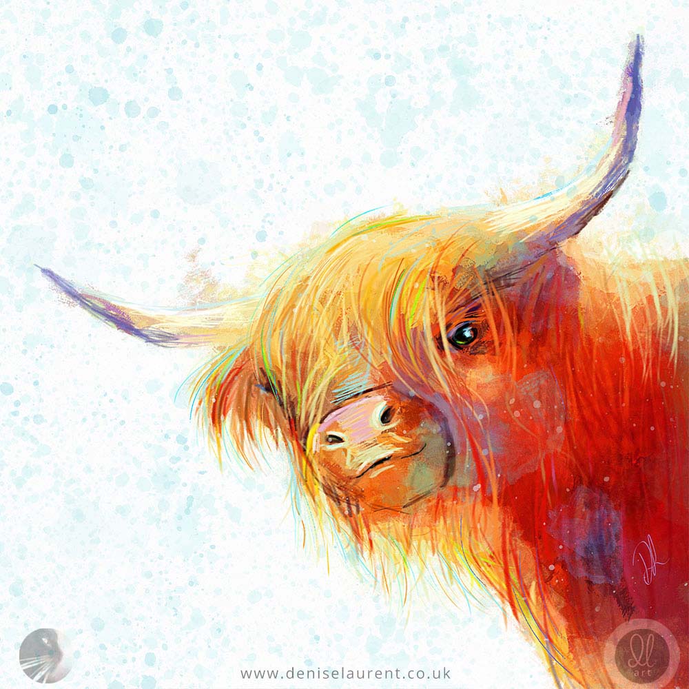 Rose In The Snow - Highland Cow Art Print