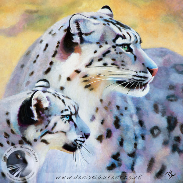 Mother And Cub - Snow Leopard Print