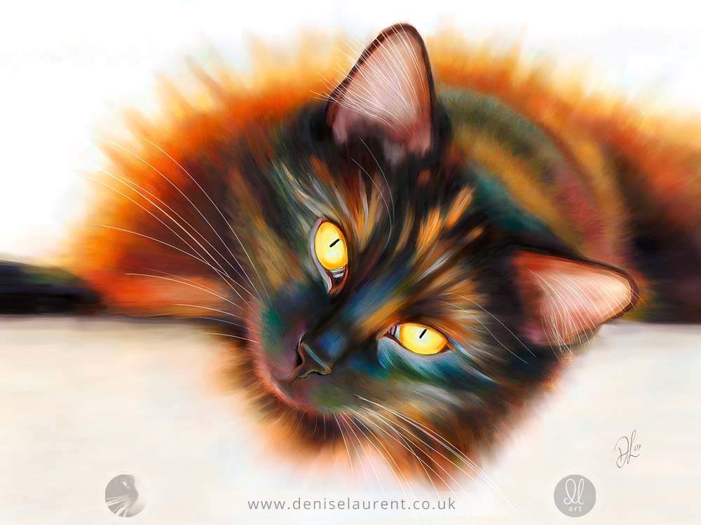 Sunbathing - Tortoiseshell Cat Art Print