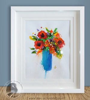 Vase Of Colourful Flowers Framed