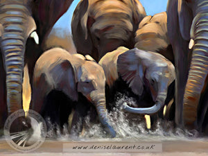 Water Hole - Elephant Print