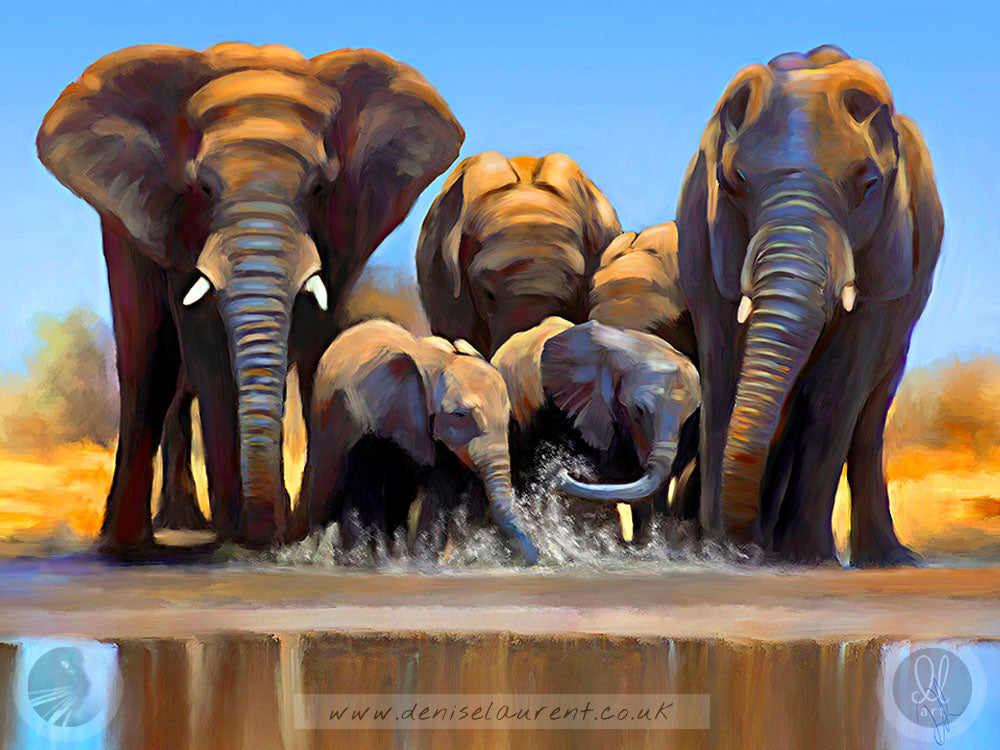 Water Hole - Elephant Fine Art Print