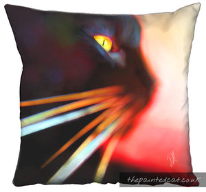 Whisker Face Black Cat Cushion