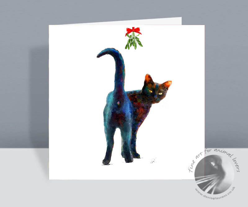 Give Us A Kiss - Cheeky Cat Christmas Card